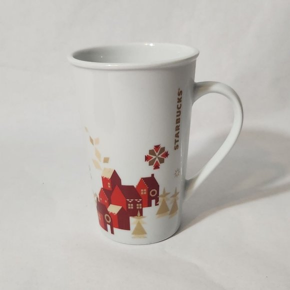 STARBUCKS HOLIDAY COFFEE MUG TEA CUP XL TALL CHRISTMAS RED WHITE SNOWFLAKE 2013 - Picture 6 of 6